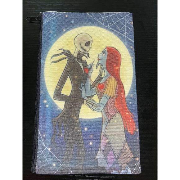Jack Skellington Sally Canvas Zip Make-Up Money Anything Pouch 8"x5" #3 - Picture 1 of 2